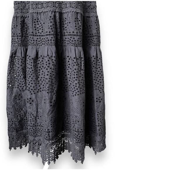 Melissa Odabash Alessia Black Eyelet Tiered
Maxi Skirt Sz M/L Black Cottagecore - Picture 5 of 7
